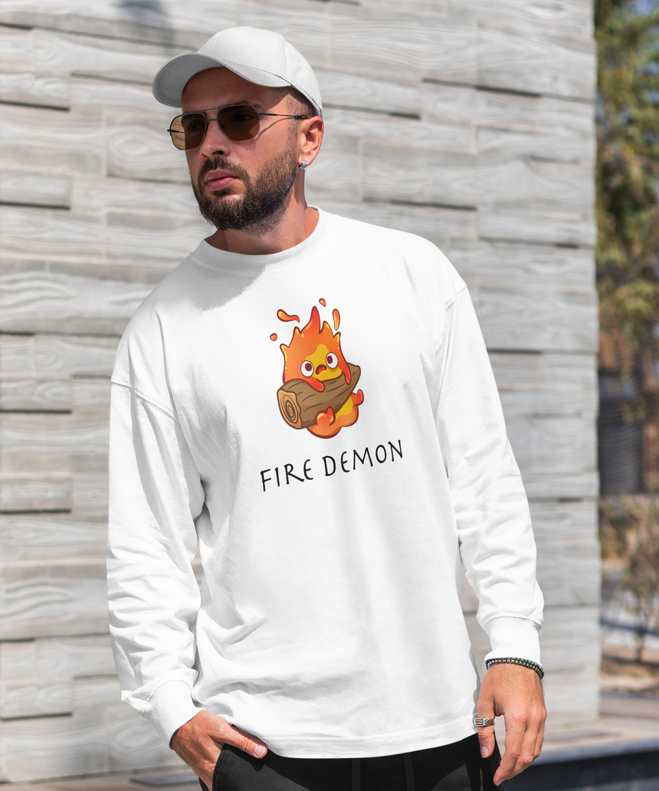 Fire Demon Anime White Sweatshirt