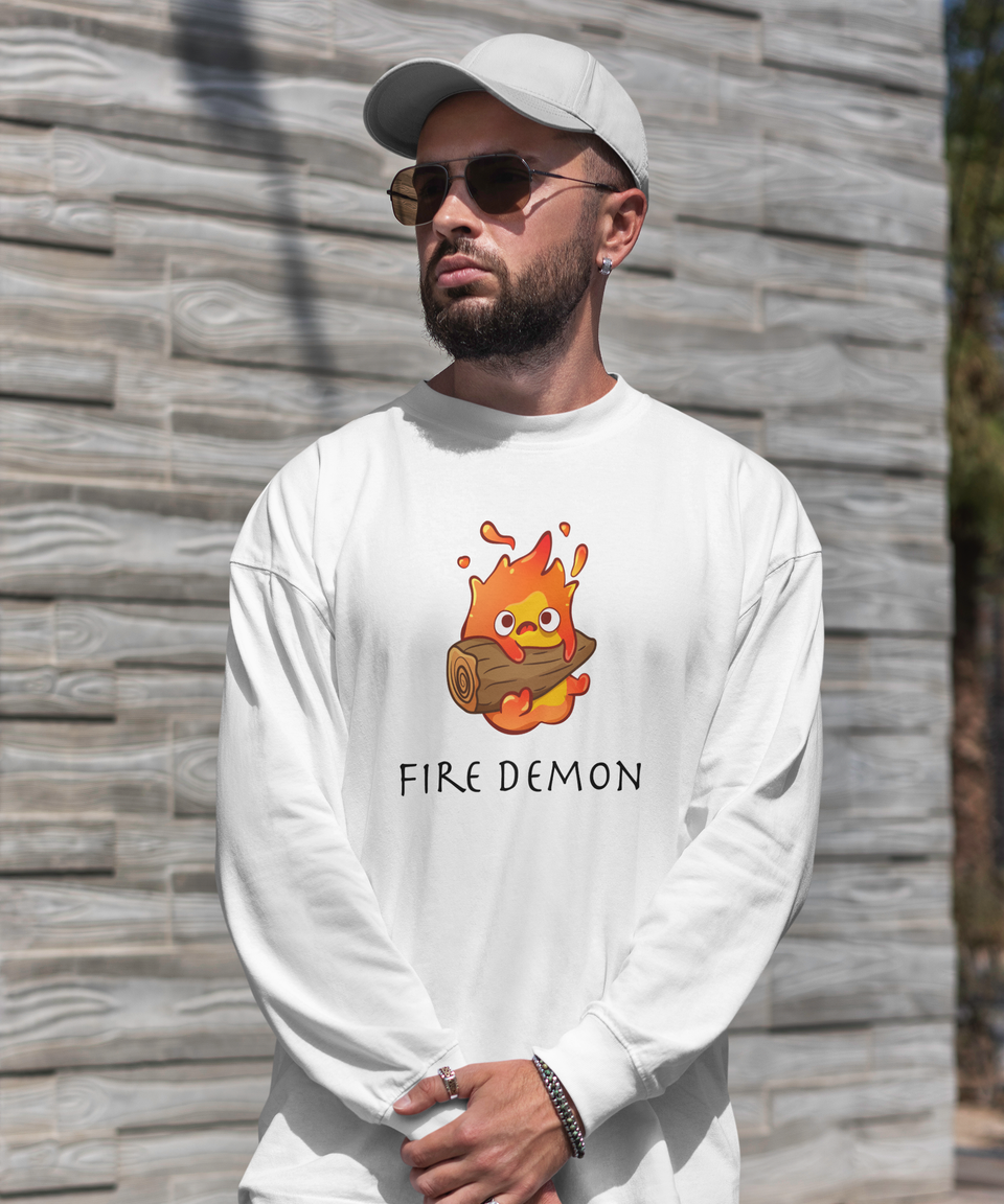 Fire Demon Anime White Sweatshirt