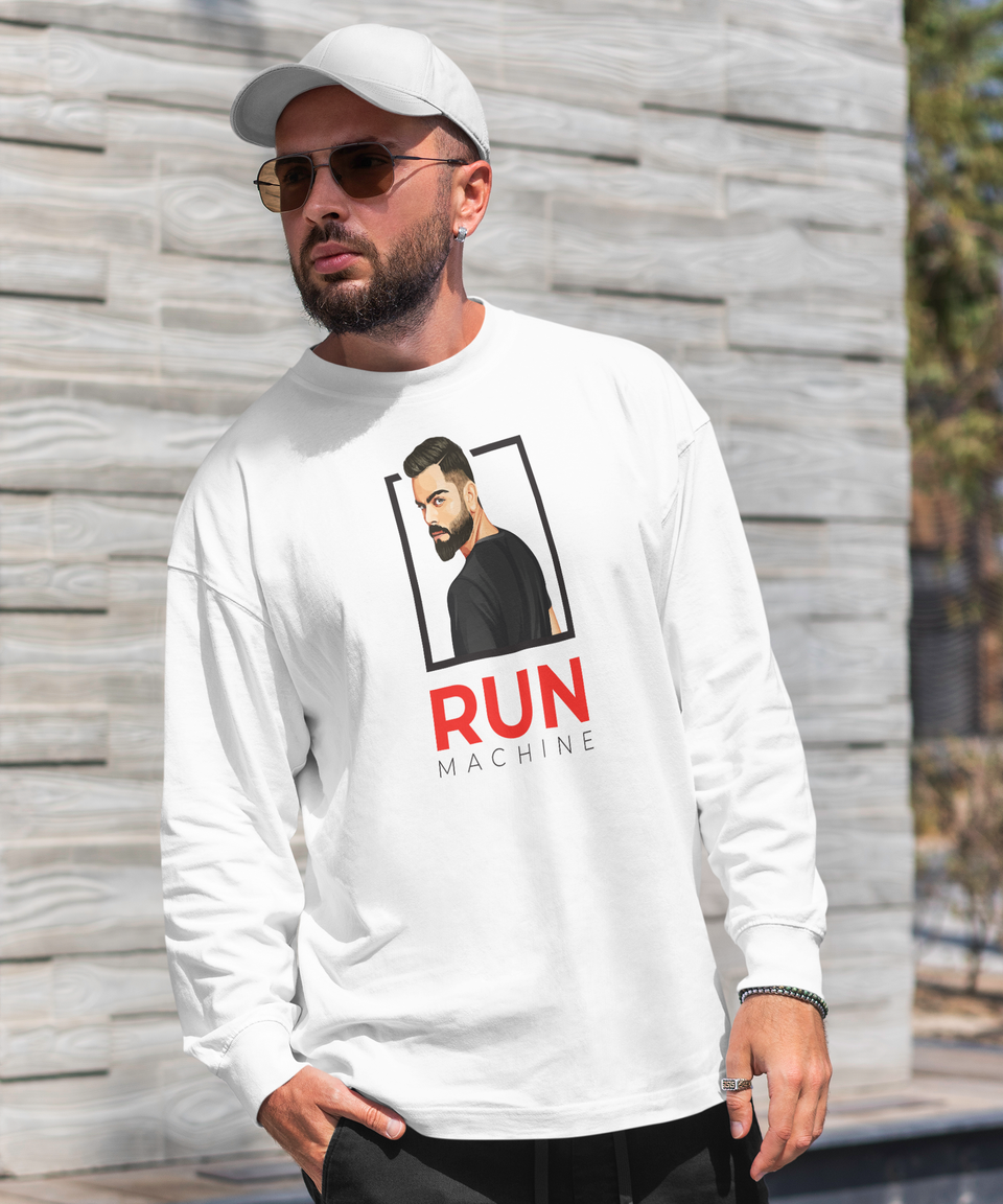 Virat Kohli Run Machine Cricket White Sweatshirt