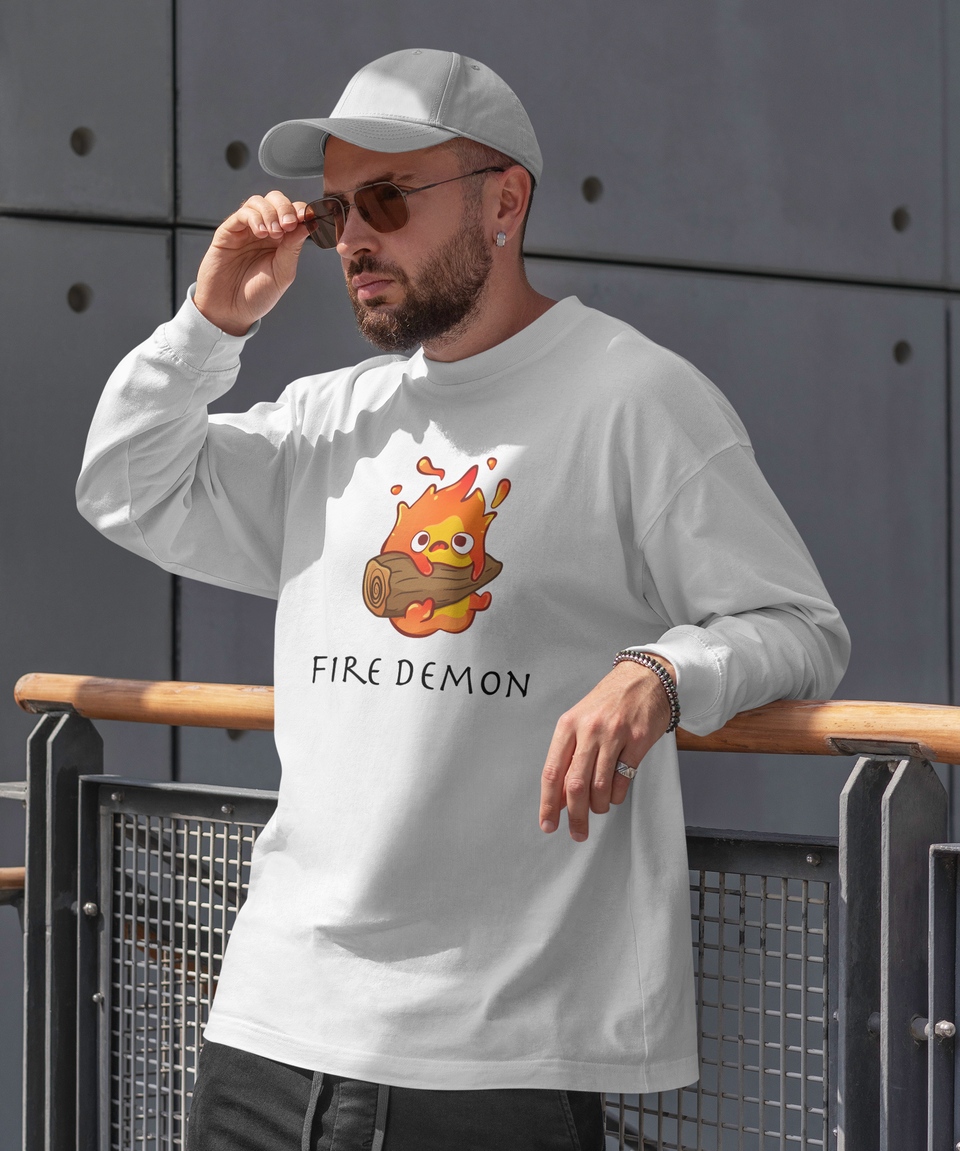 Fire Demon Anime White Sweatshirt